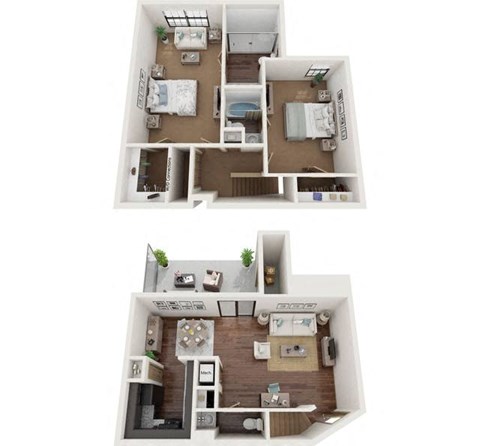 Floor plan for 2 beds, 2.5 baths, 1350 sqft